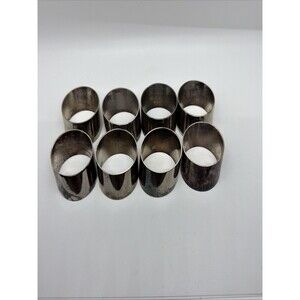 Set Of 7 Leonard Silver Plate Napkin Rings Slanted Oval Shape 2x1.5”- READ